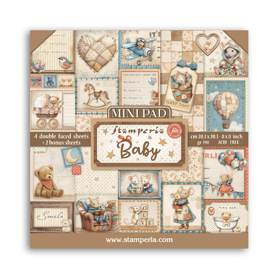 Scrapbooking Craft Papier Set 20x20 - Stamperia - Baby