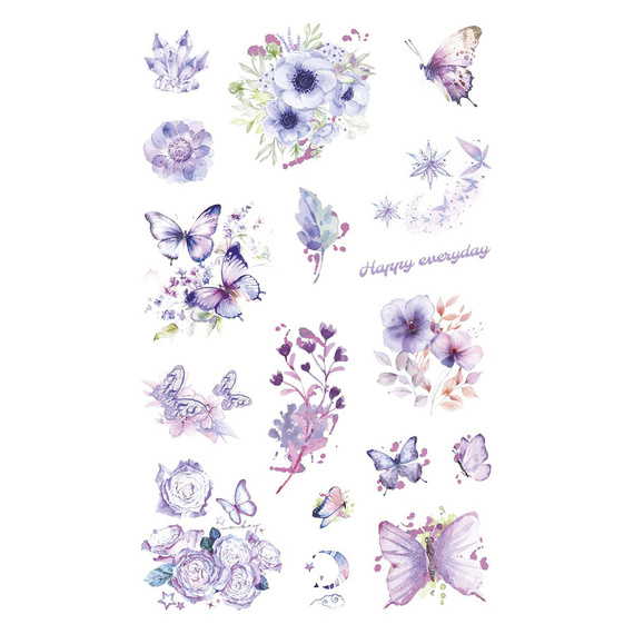 Stickers foil - Purple flowers and butterflies