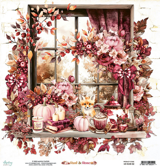 Scrapbooking paper 30x30 - Mintay - Rust & Rose 02