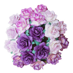 50 MULBERRY PAPER STAR ROSES 25 mm - PURPLE/LILAC