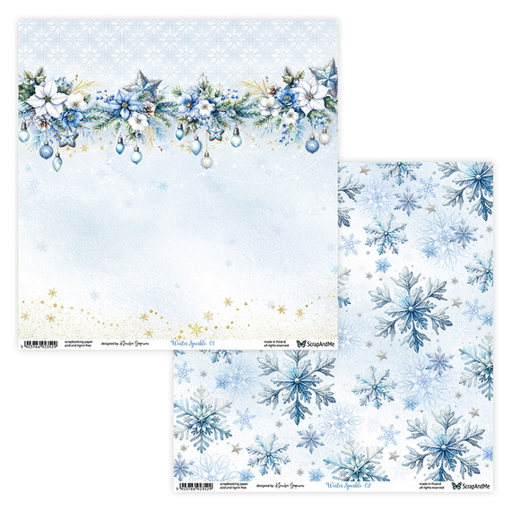 Set of 30x30 scrapbooking papers - ScrapAndMe - Winter Sparkle