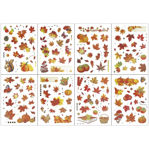 Stickers foil - Leaves, mushrooms, squirrels