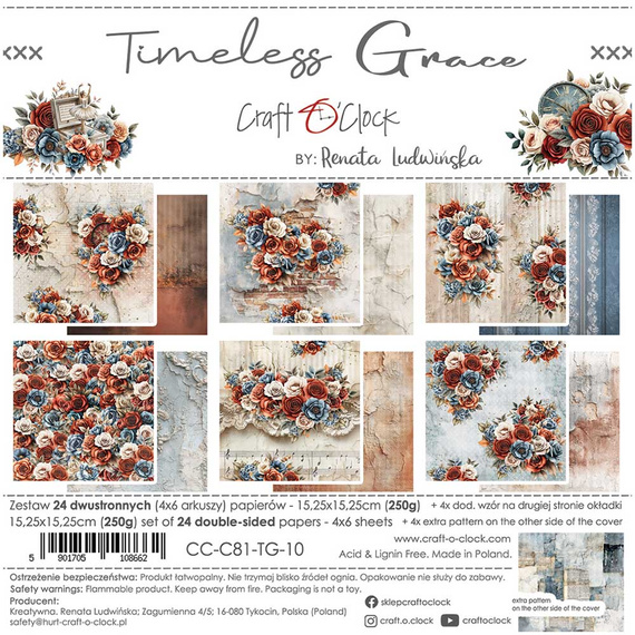 Set of scrapbooking papers 15x15 - Craft o'clock - Timeless Grace