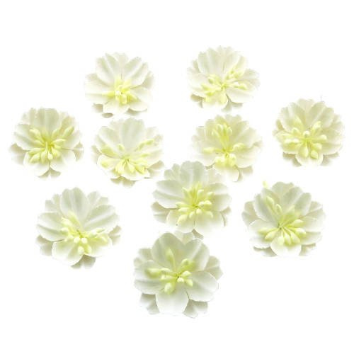 WHITE COTTON STEM MULBERRY PAPER FLOWERS - SET A