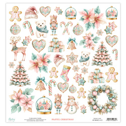 Paper with scrapbooking elements 30x30 - Mintay - Pastel Christmas