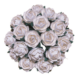 50 CLASSIC ROSES 20 mm MULBERRY PAPER FLOWERS - IVORY