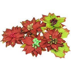 PRETTY FLORI MULBERRY PAPER FLOWERS - GREEN & RED