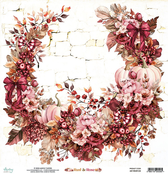 Scrapbooking paper 30x30 - Mintay - Rust & Rose 04