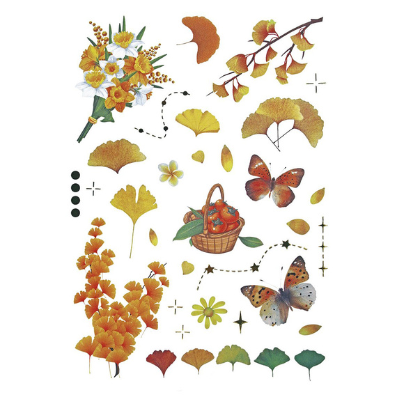 Stickers foil - Yellow flowers and leaves