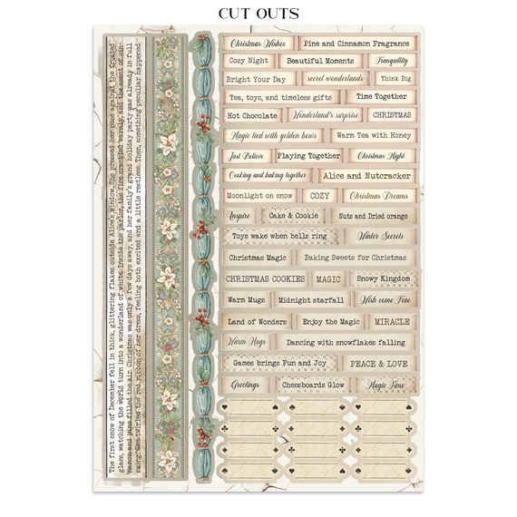 Junk Journal set of papers, stickers and elements - Alice in Christmas - Stamperia 