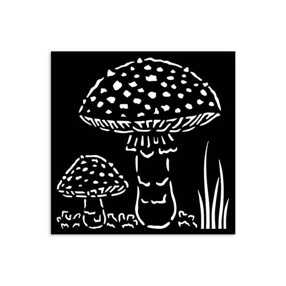 3D Mixed Media Stencil 12x12cm - Whispering Woods mushrooms - Stamperia 