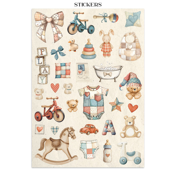 Junk Journal set of papers, stickers and elements - Baby - Stamperia 