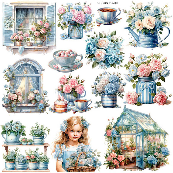 Stickers - ScrapLove - Blue roses