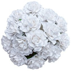 20 WHITE TUSCANY ROSES - 30mm (1¼")