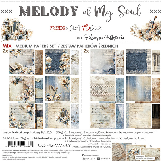 Set of scrapbooking papers 20x20 - Craft o'clock - Melody of My Soul mix