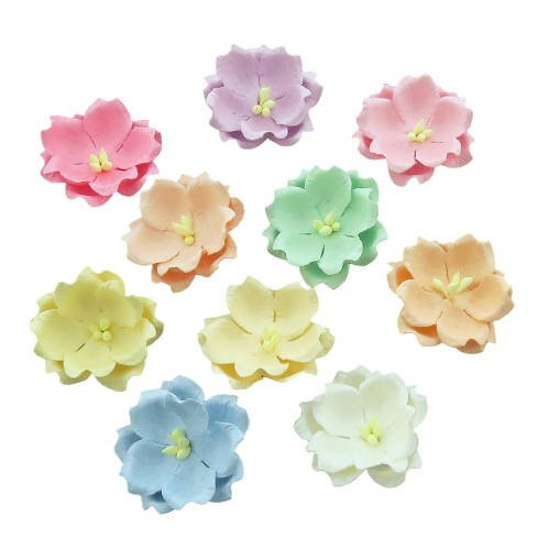 MIXED PASTEL COTTON STEM MULBERRY PAPER FLOWERS - SET E