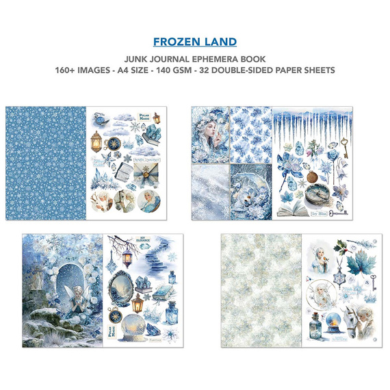 Set of scrapbooking papers A4 - Junk Journal &amp; Ephemera Book - Ciao Bella - Frozen Land