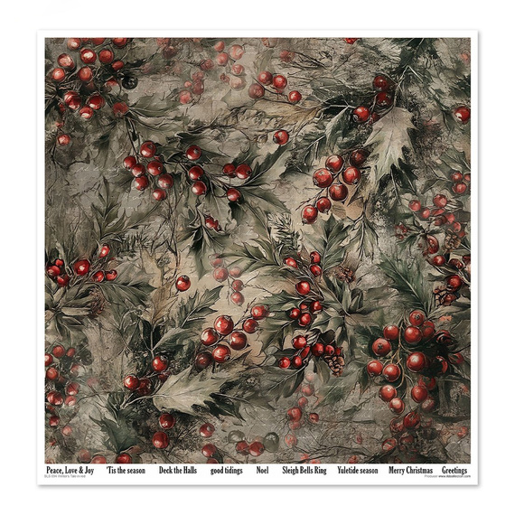 Set of scrapbooking papers 30x30 - Winter's Tale in red