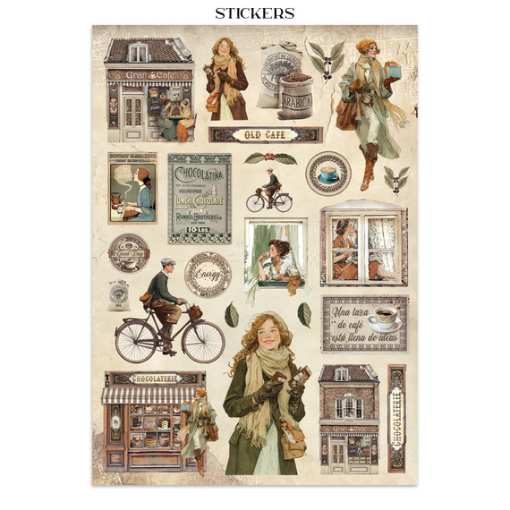 Junk Journal set of papers, stickers and elements - Coffee & Chocolate - Stamperia 