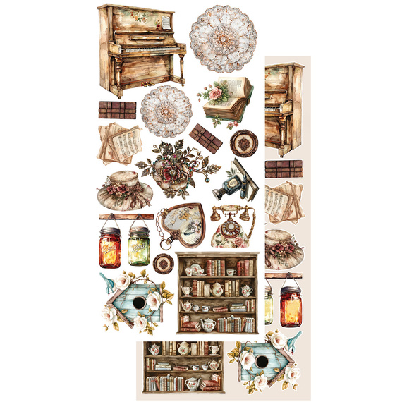 Set of 15x30 scrapbooking papers - Alchemy of Art - In silence, vintage