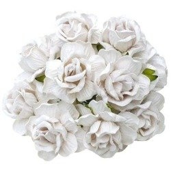25 LARGE WHITE WILD ROSES 40mm (1½")