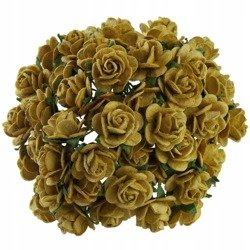 50 OLD GOLD MULBERRY PAPER OPEN ROSES 15 MM