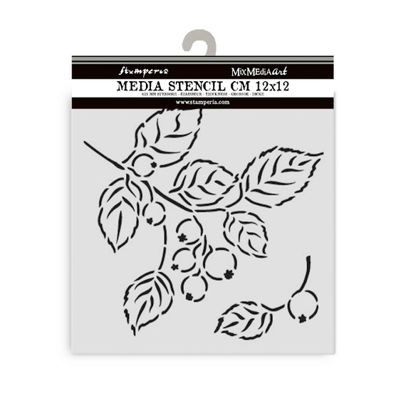 3D Mixed Media Stencil 12x12cm- Whispering Woods berries - Stamperia 