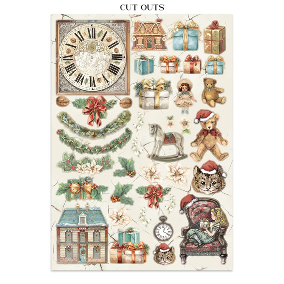 Junk Journal set of papers, stickers and elements - Alice in Christmas - Stamperia 