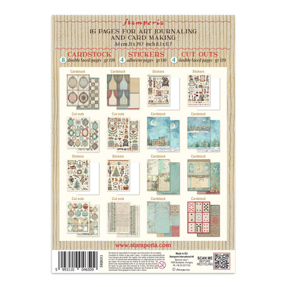 Junk Journal set of papers, stickers and elements - Alice in Christmas - Stamperia 