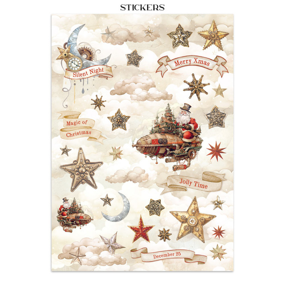 Junk Journal set of papers, stickers and elements - Gear Up For Christmas - Stamperia 