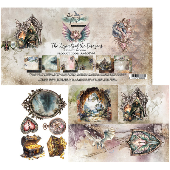 Set of 30x30 scrapbooking papers - Alchemy of Art -  The Legends of the Dragons