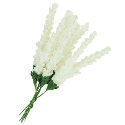 10 WHITE MULBERRY PAPER HEATHER STEM FLOWERS