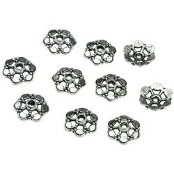 10 FLOWER SHAPE METAL BEAD CAPS