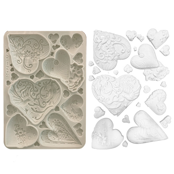 Silicone mold - Alice in Christmas - hearts - Stamperia