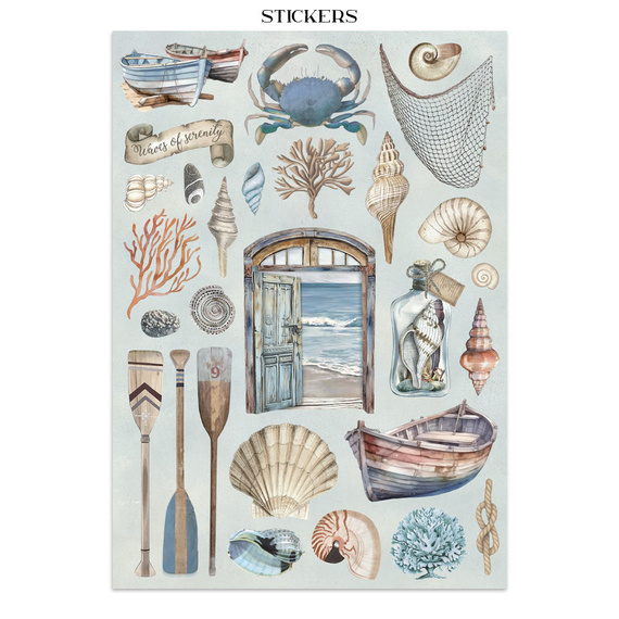 Junk Journal set of papers, stickers and elements - Silent Sea - Stamperia