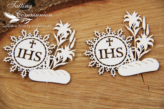 Chipboard - host and lilies - Tatting Communion - 2 pcs