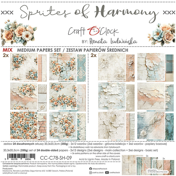 Set of scrapbooking papers 20x20 - Craft o'clock - Sprites of Harmony mix