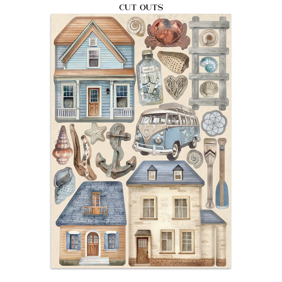 Junk Journal set of papers, stickers and elements - Silent Sea - Stamperia