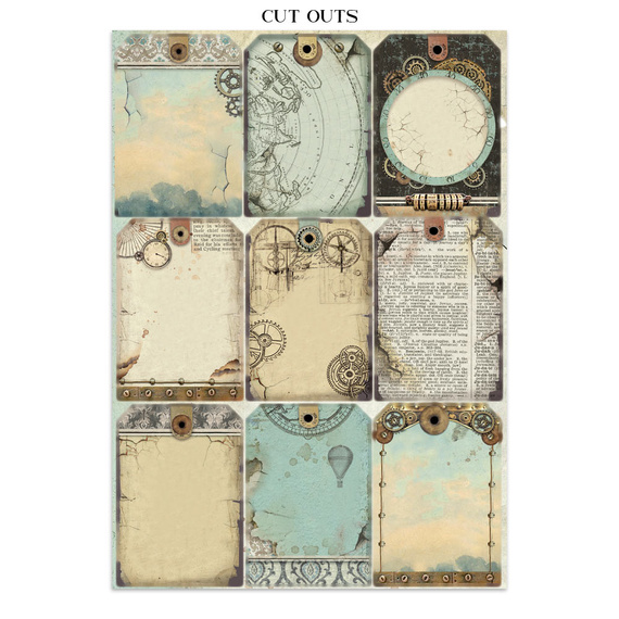 Junk Journal set of papers, stickers and elements - Voyages Fantastiques - Stamperia 