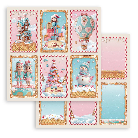 Set of 30x30 scrapbooking papers - Stamperia - Candy Christmas 