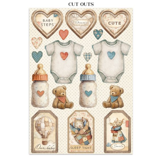 Junk Journal set of papers, stickers and elements - Baby - Stamperia 