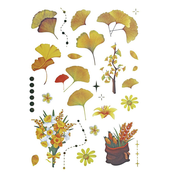 Stickers foil - Yellow flowers and leaves