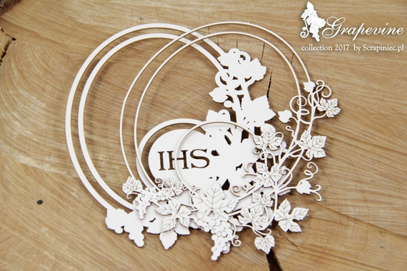 Chipboard - Grapevine - oval frame with host - 2- layers