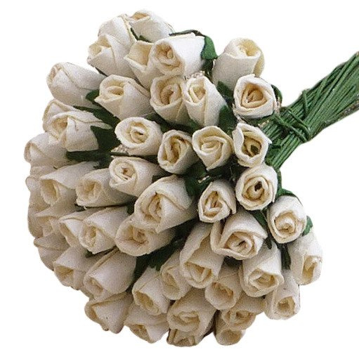 50 DEEP IVORY MULBERRY PAPER ROSEBUDS 8MM