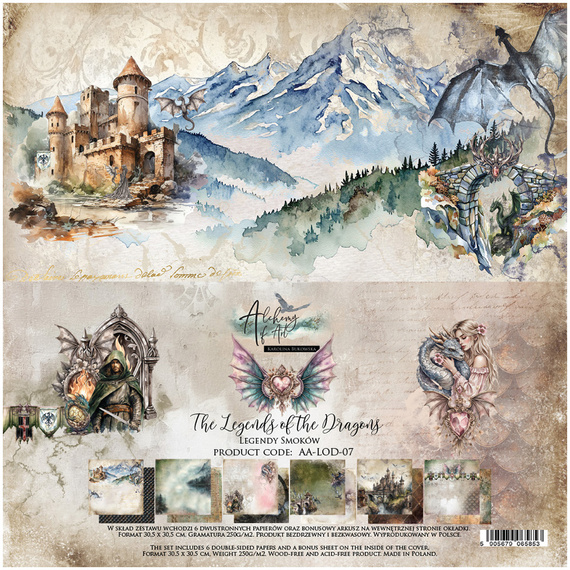 Set of 30x30 scrapbooking papers - Alchemy of Art -  The Legends of the Dragons