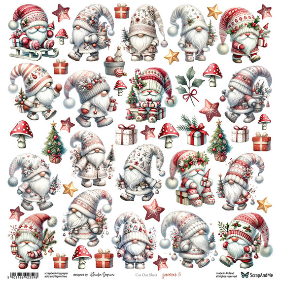 Scrapbooking Paper - ScrapAndMe - Gnomes 5 - Die-Cut Sheet - 30x30 cm