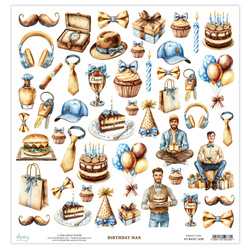 Scrapbooking paper with elements 30 x 30 cm - Mintay - Birthday Man