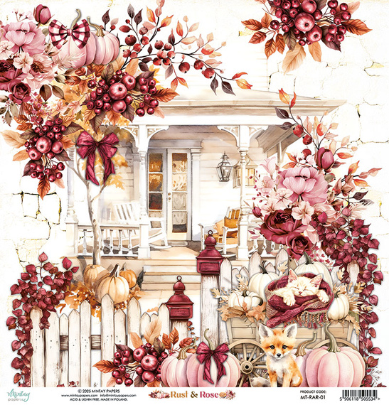 Scrapbooking paper 30x30 - Mintay - Rust & Rose 01