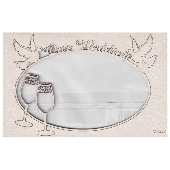 Chipboard Frame Our Wedding With Glasses 
