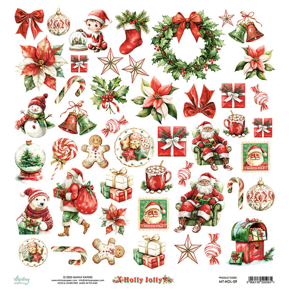 Set of scrapbooking papers 30x30 - Mintay - Holly Jolly